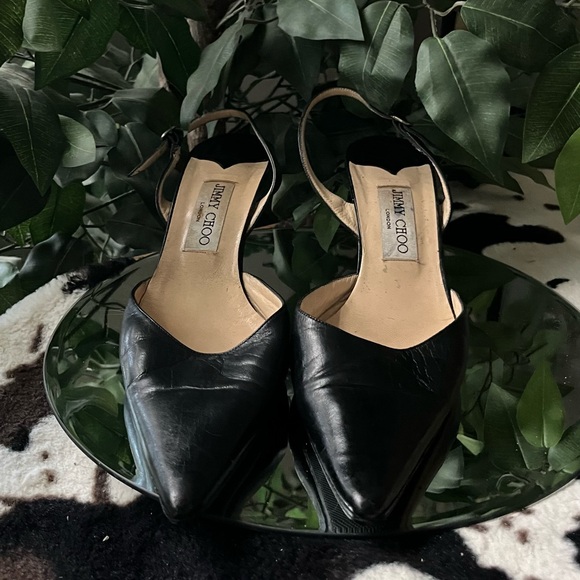 Jimmy Choo Black Leather Kitten Heels - Picture 2 of 8